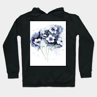 Anemones at Night Watercolor Art Hoodie